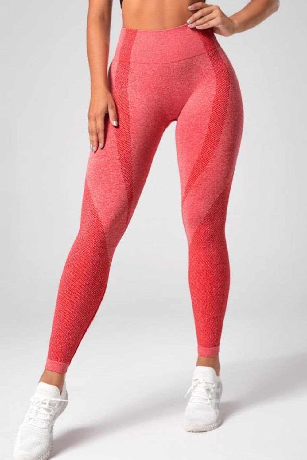 High Waist Active Trousers for Women in red, slim fit, highly stretchy.