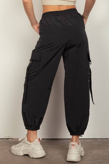 VERY J Elastic Waist Woven Cargo Pants.