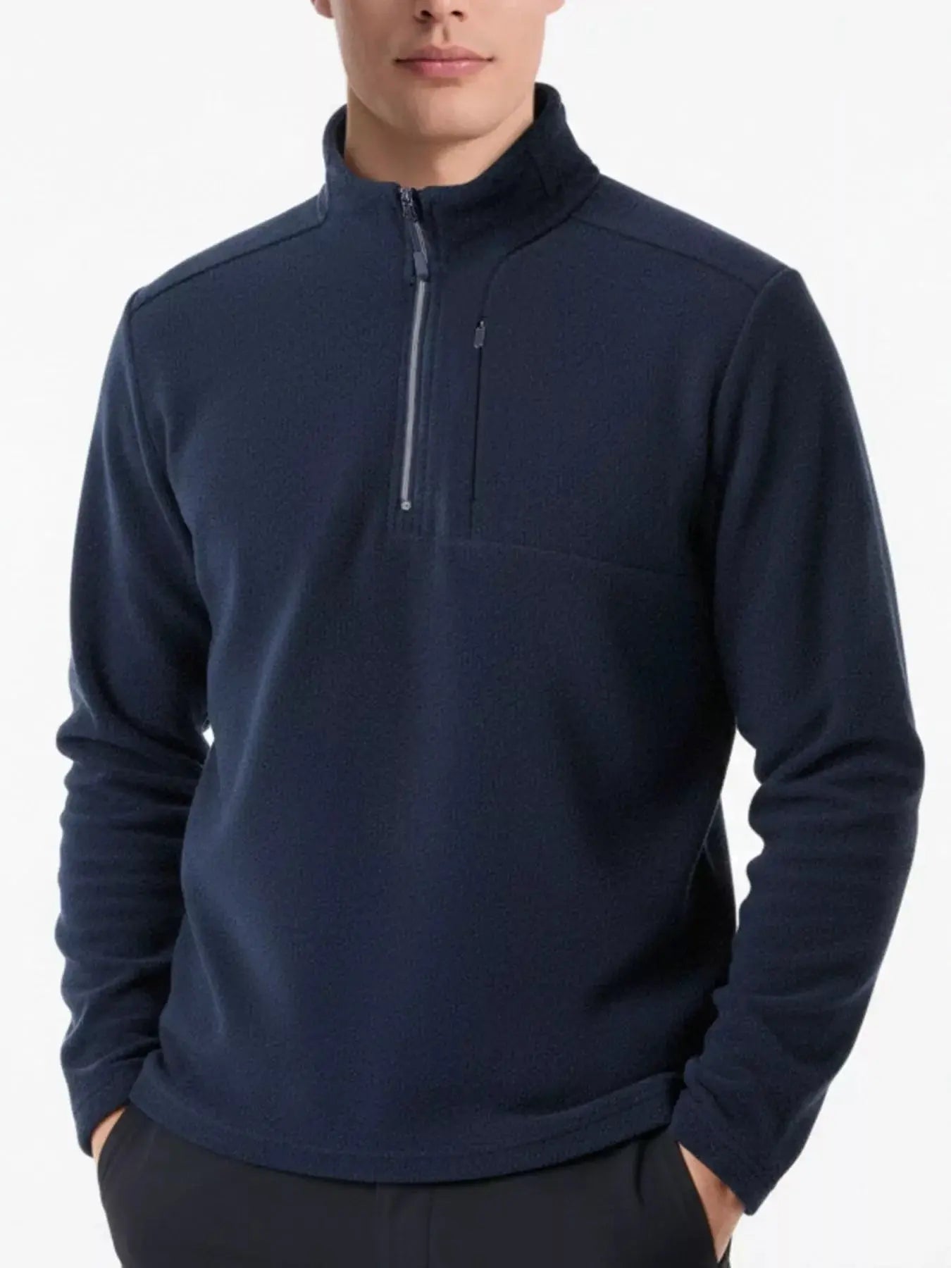 Men's Plus Size Quarter-Zip Fleece Sweatshirt Simply Love