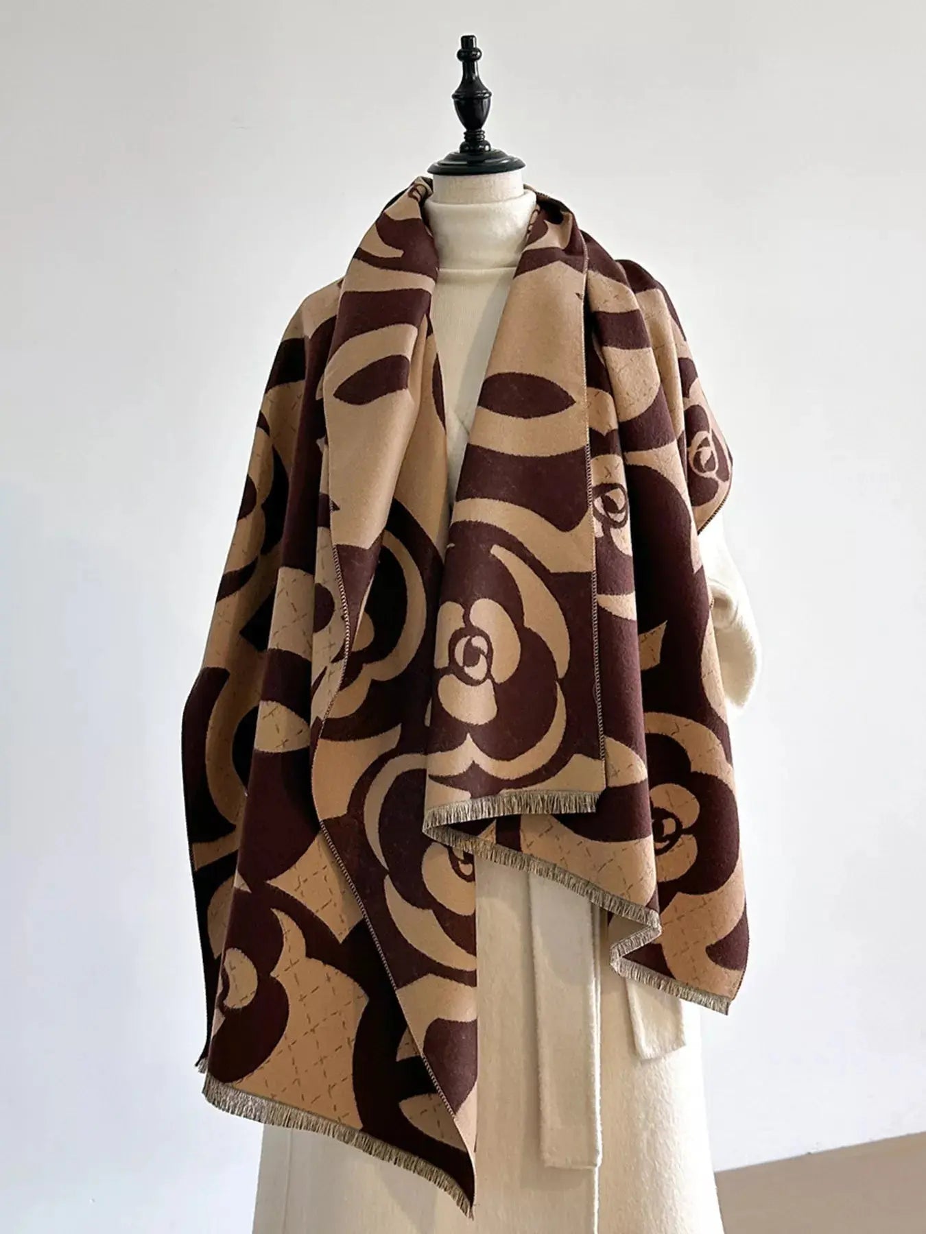 Floral Patterned Warm Scarf Simply Love