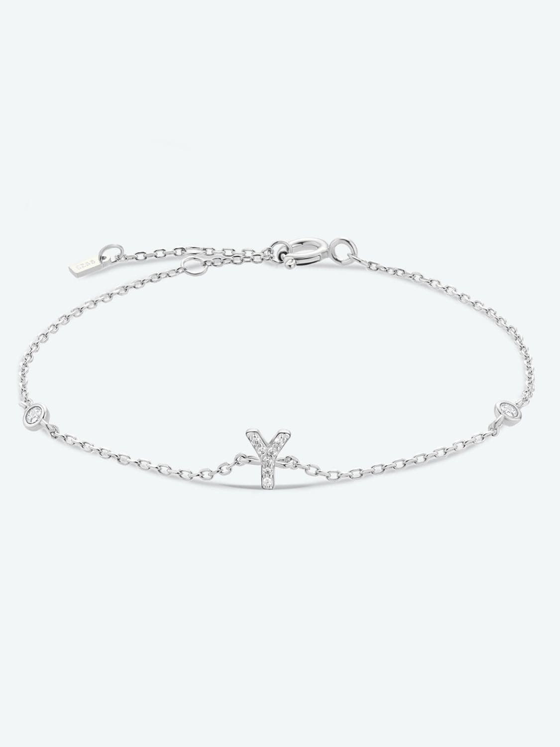 V To Z Zircon 925 Sterling Silver Bracelet.