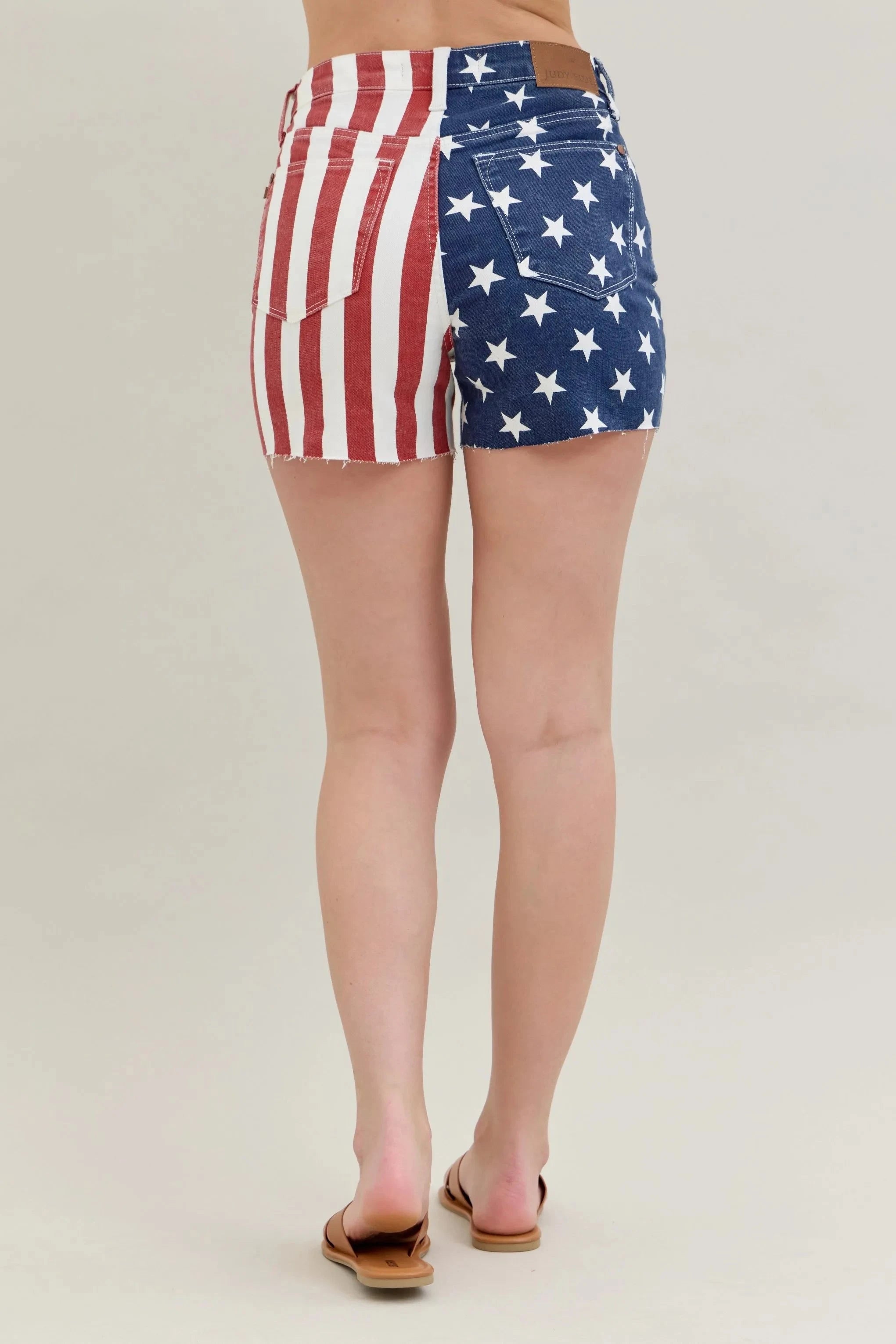 Judy Blue Full Size High Waist Americana Flag Fray Hem Shorts Plus Size Coco’s Tee Boutique