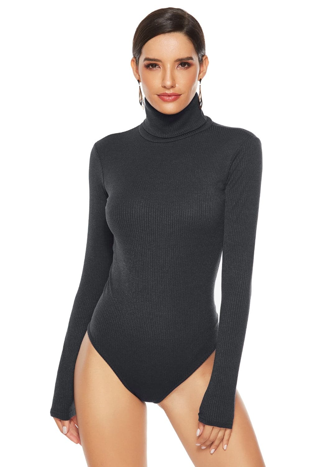 Ribbed Turtleneck Long Sleeve Bodysuit.