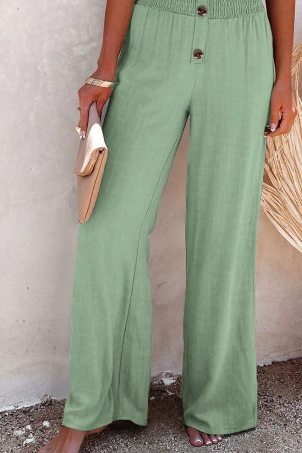 Chic high-waisted pants with buttons