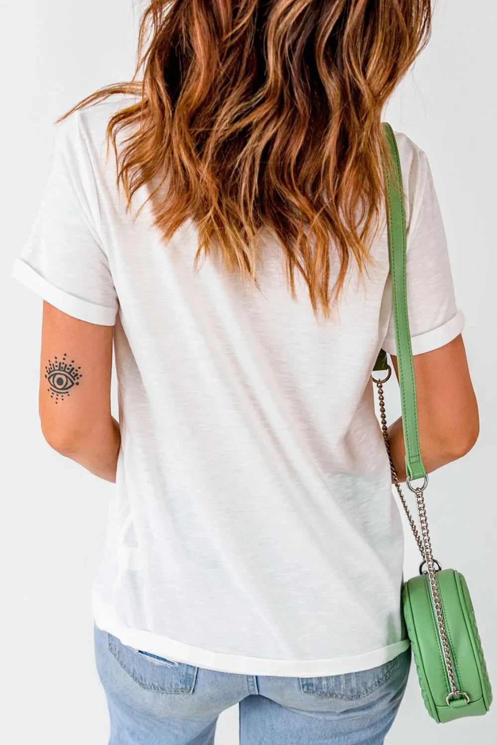 USA Flag Bow Knot Patched Crew Neck T Shirt Simply Love