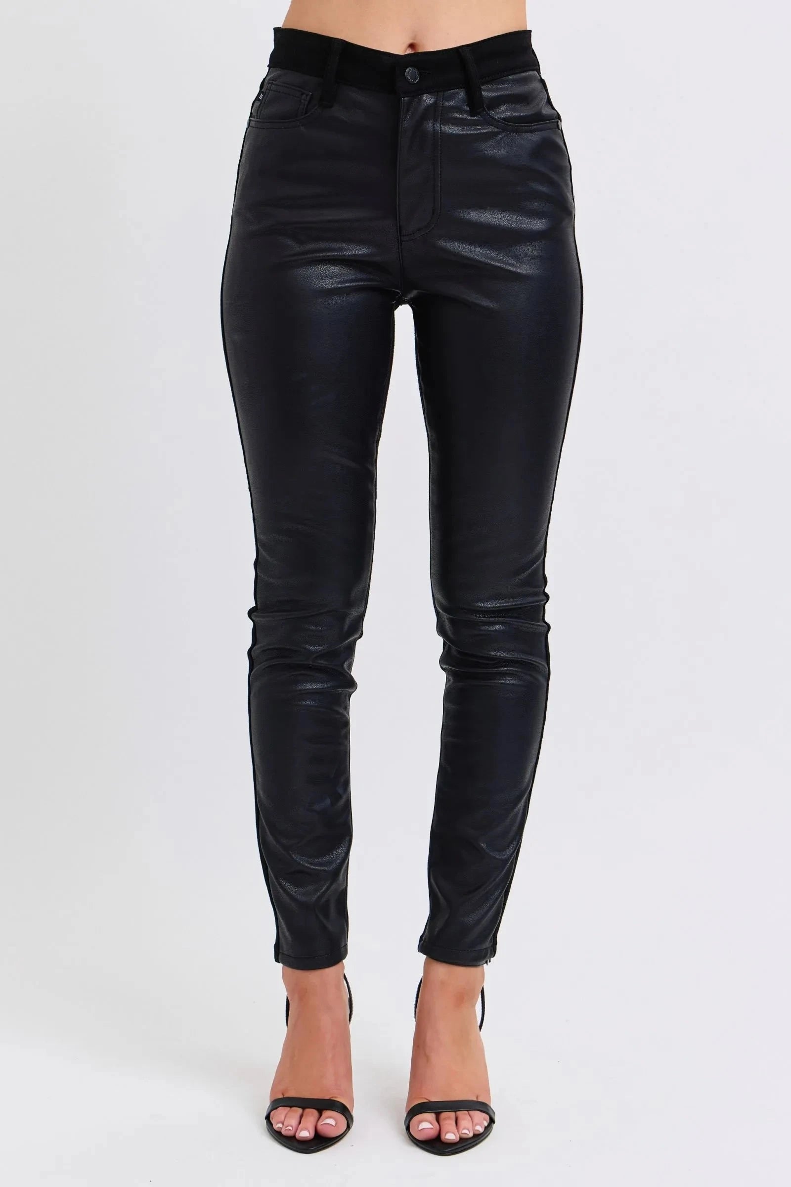 Judy Blue Plus Size HW Faux Leather Skinny Pants Coco’s Tee Boutique