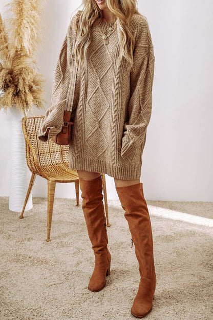 Cable-Knit Round Neck Sweater DressFeatures: Cable-Knit
Stretch: Slightly stretchy
Material composition: 100% polyester
Care instructions: Machine wash cold. Tumble dry low.
Imported


Size
US
Bust
ShLove Salve Cable-Knit Round Neck Sweater DressSweater Dresses