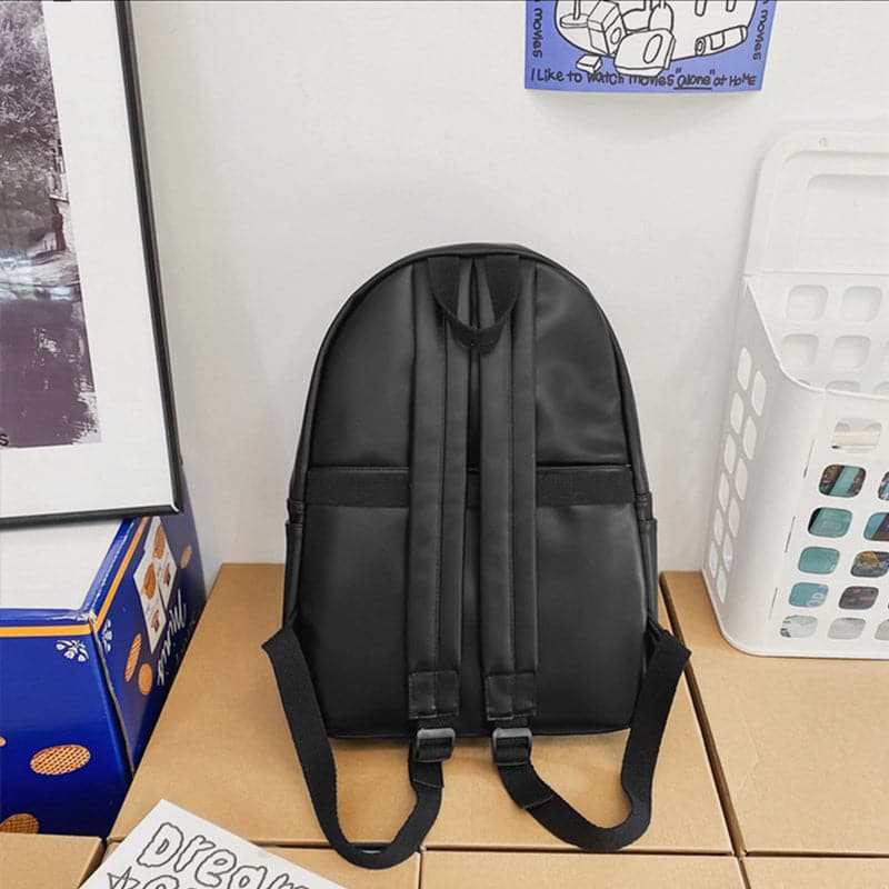 PU Leather Zip Backpack Bag.