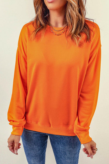 Round Neck Dropped Shoulder Sweatshirt.