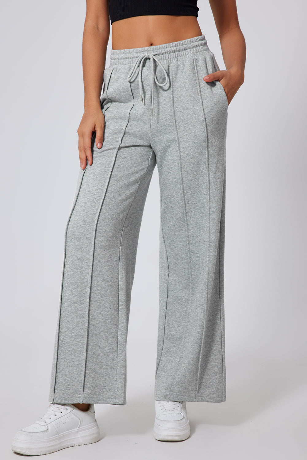 Chic gray wide leg sweatpants