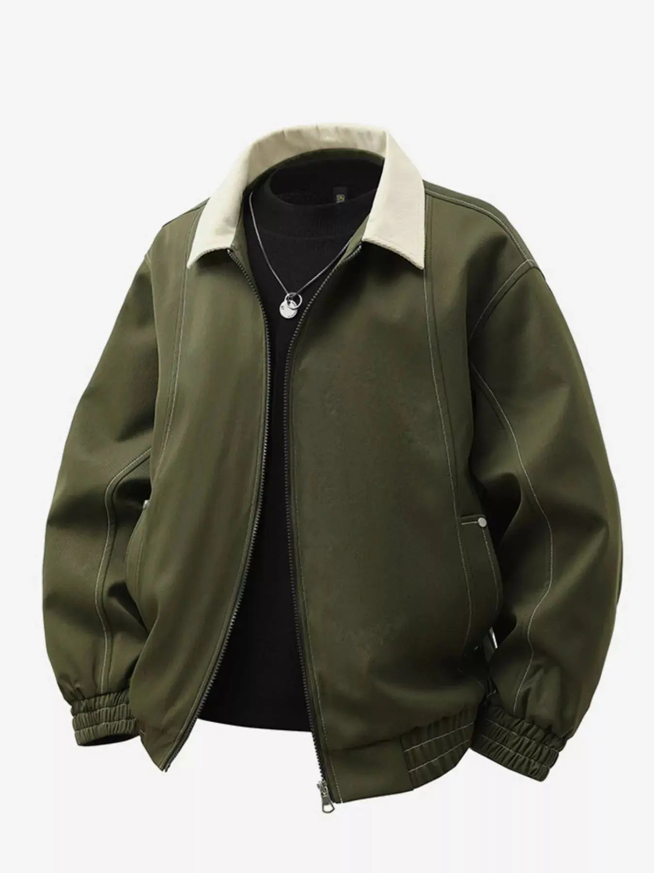 Men's Plus Size Collared Neck Zip-Up Jacket Simply Love