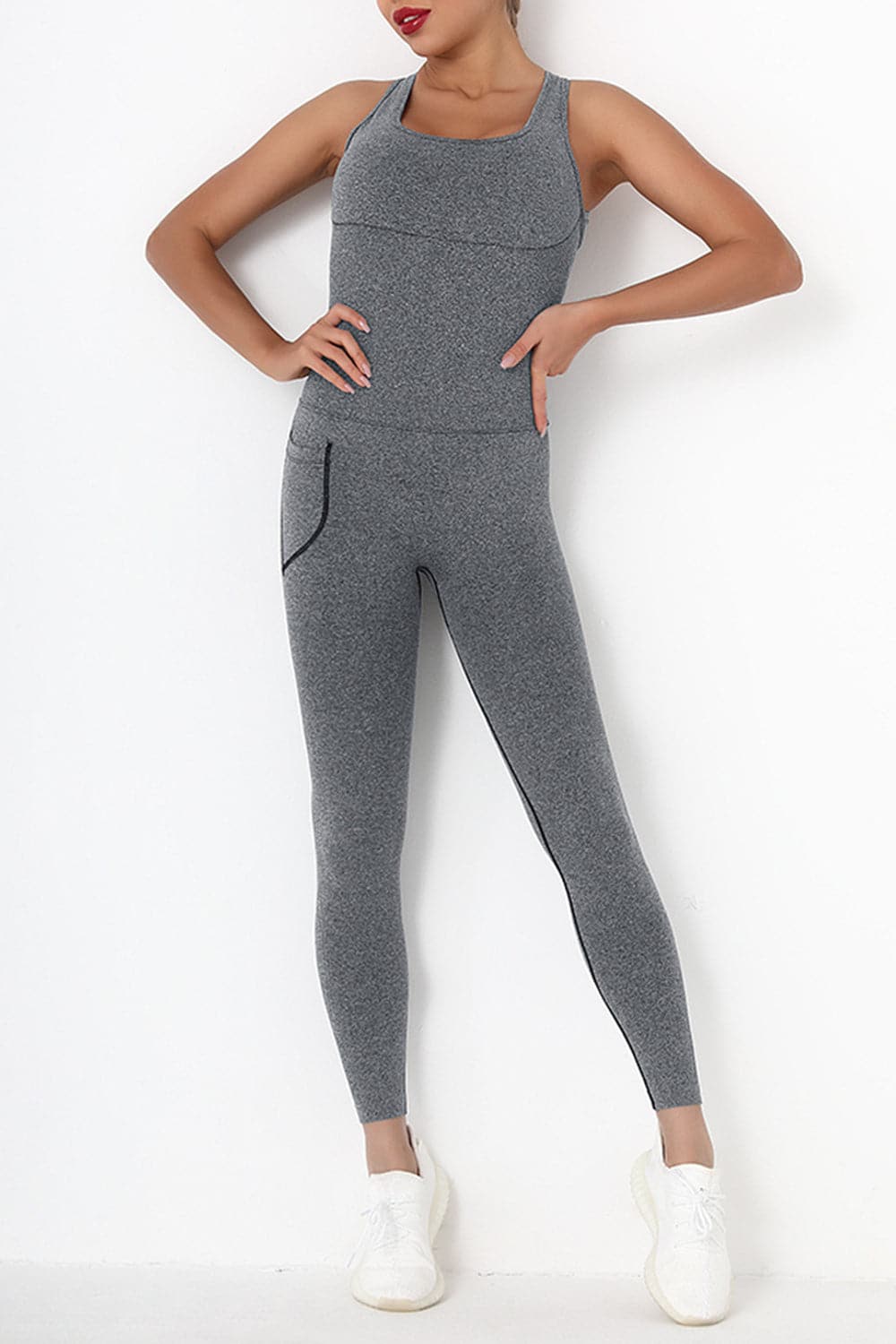 Crisscross Wide Strap Active Jumpsuit.