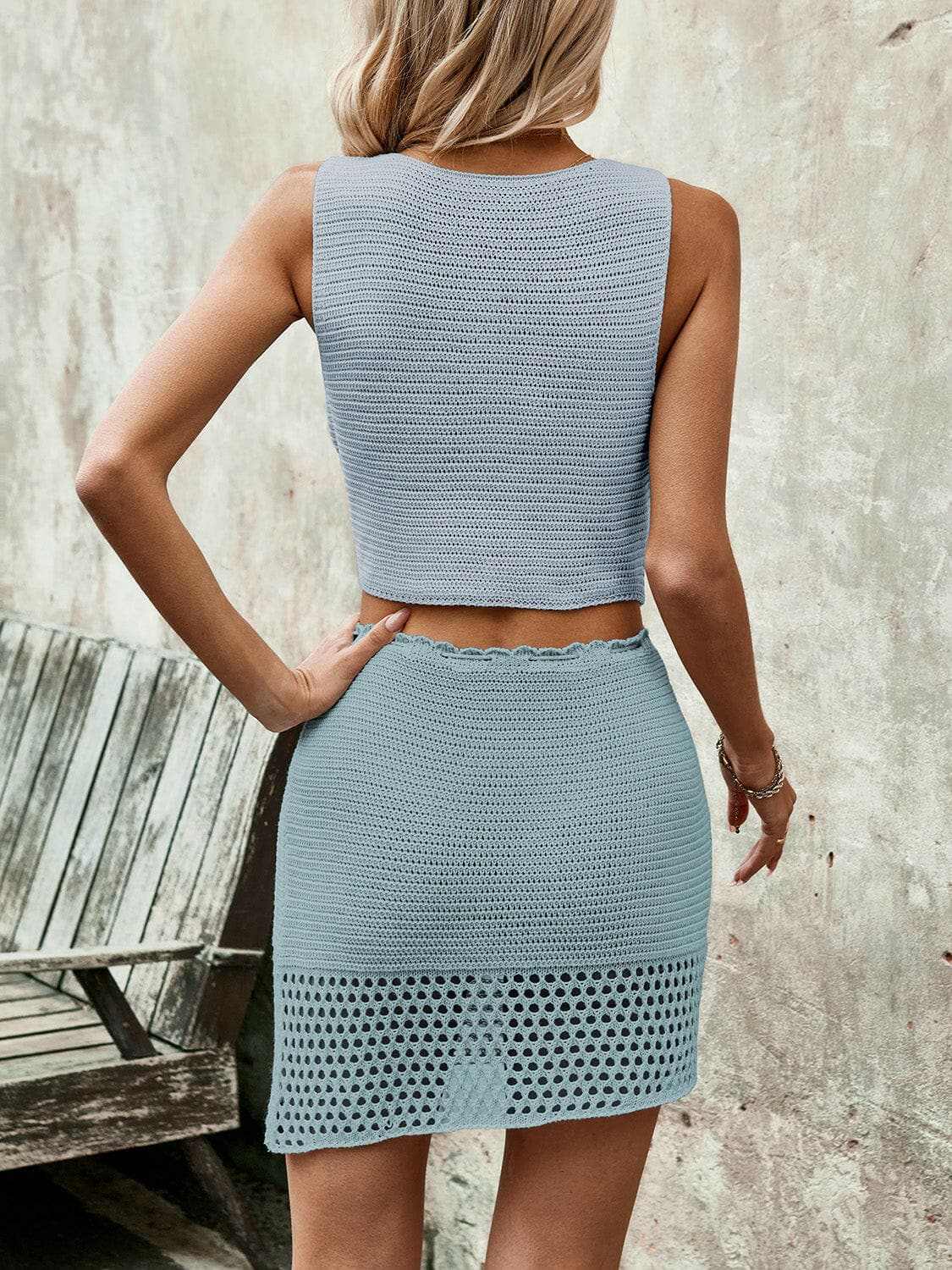 Chic sleeveless top & drawstring skirt set - Love Salve 