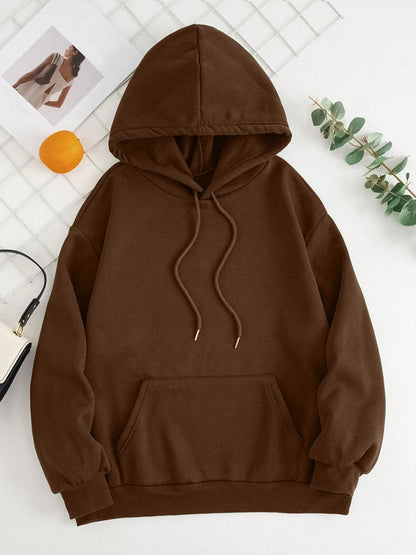 Drawstring Dropped Shoulder Hoodie.