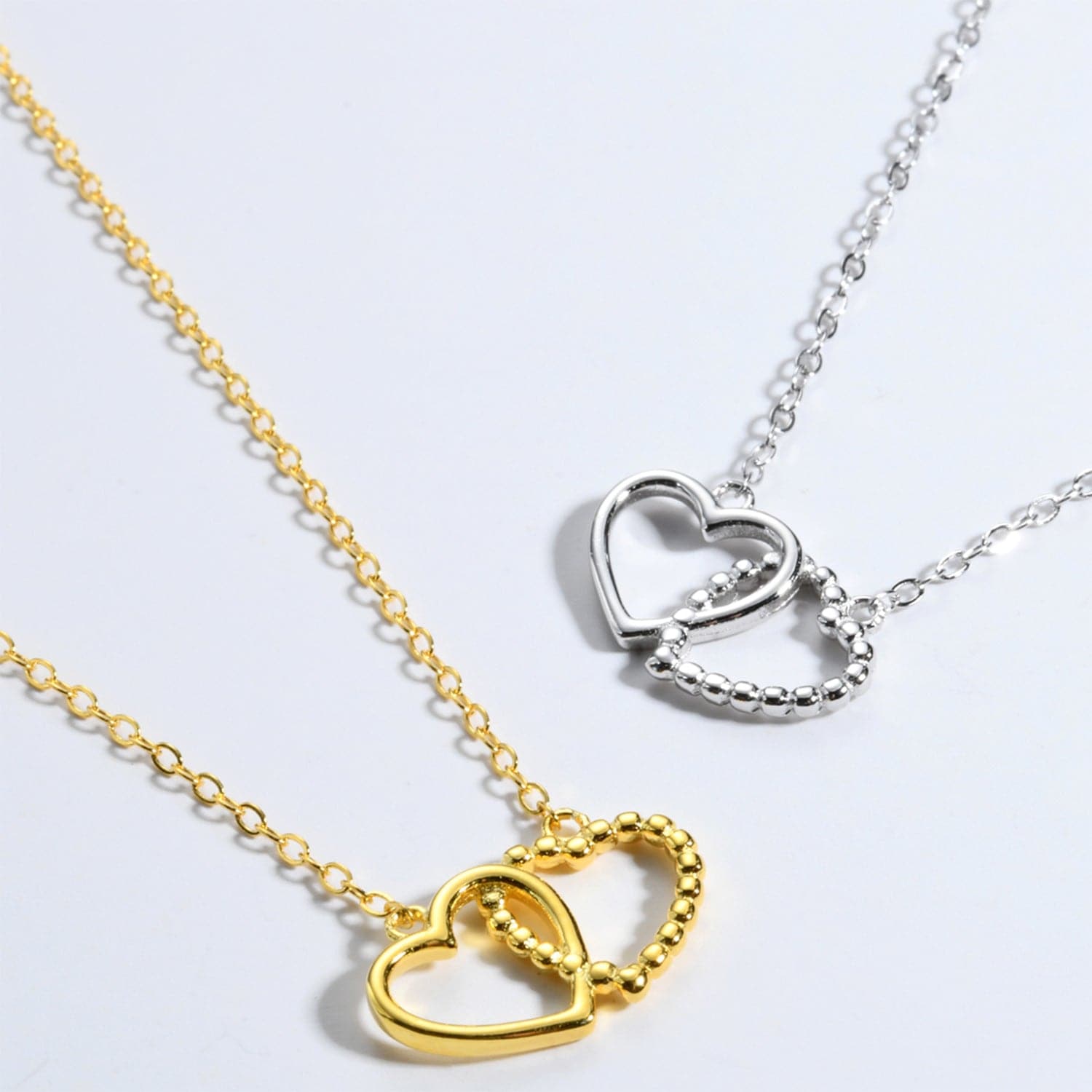 Heart Shape Spring Ring Closure Necklace.