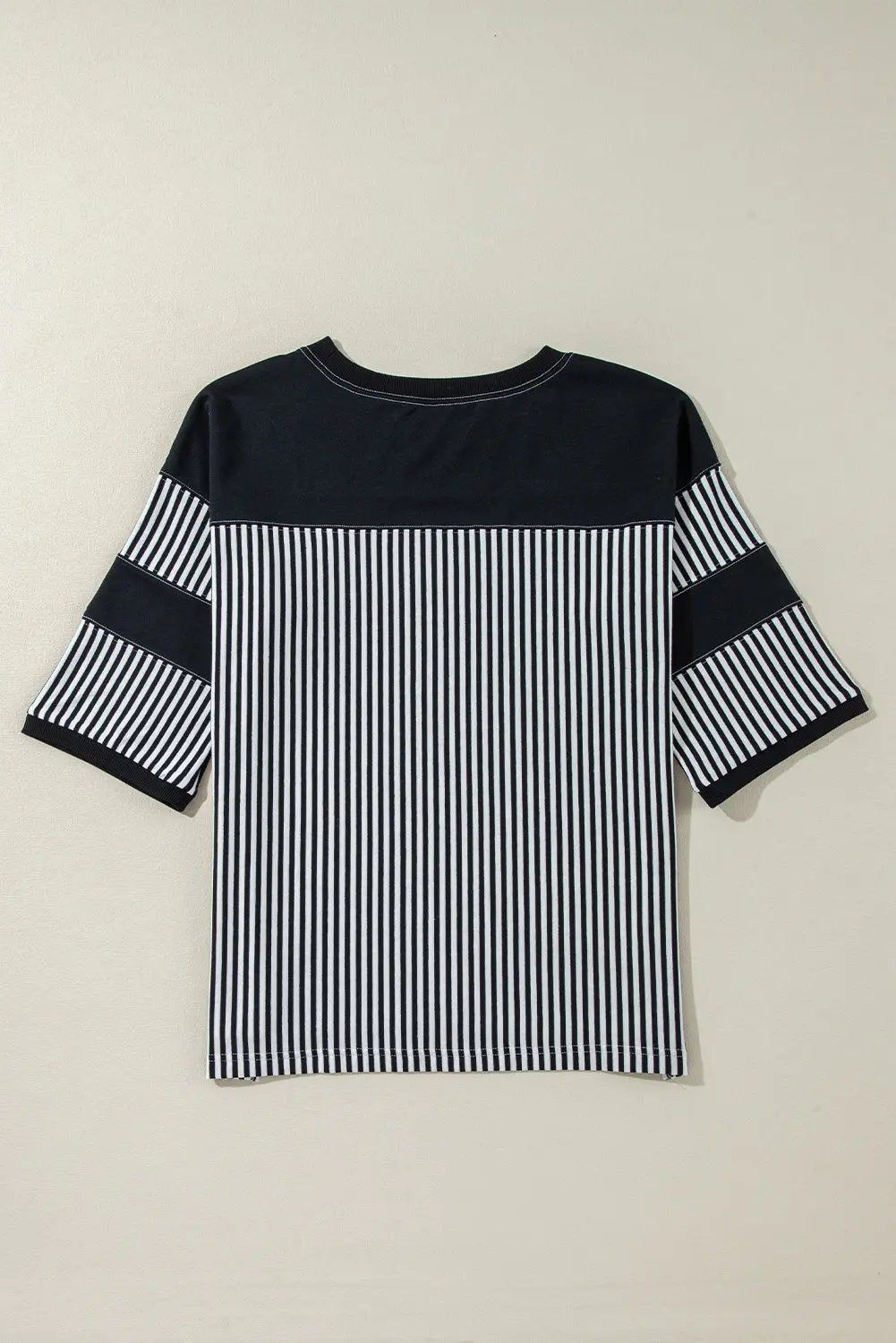 Aliyah Striped Patchwork Three Quarter Sleeve Casual Top - Love Salve 