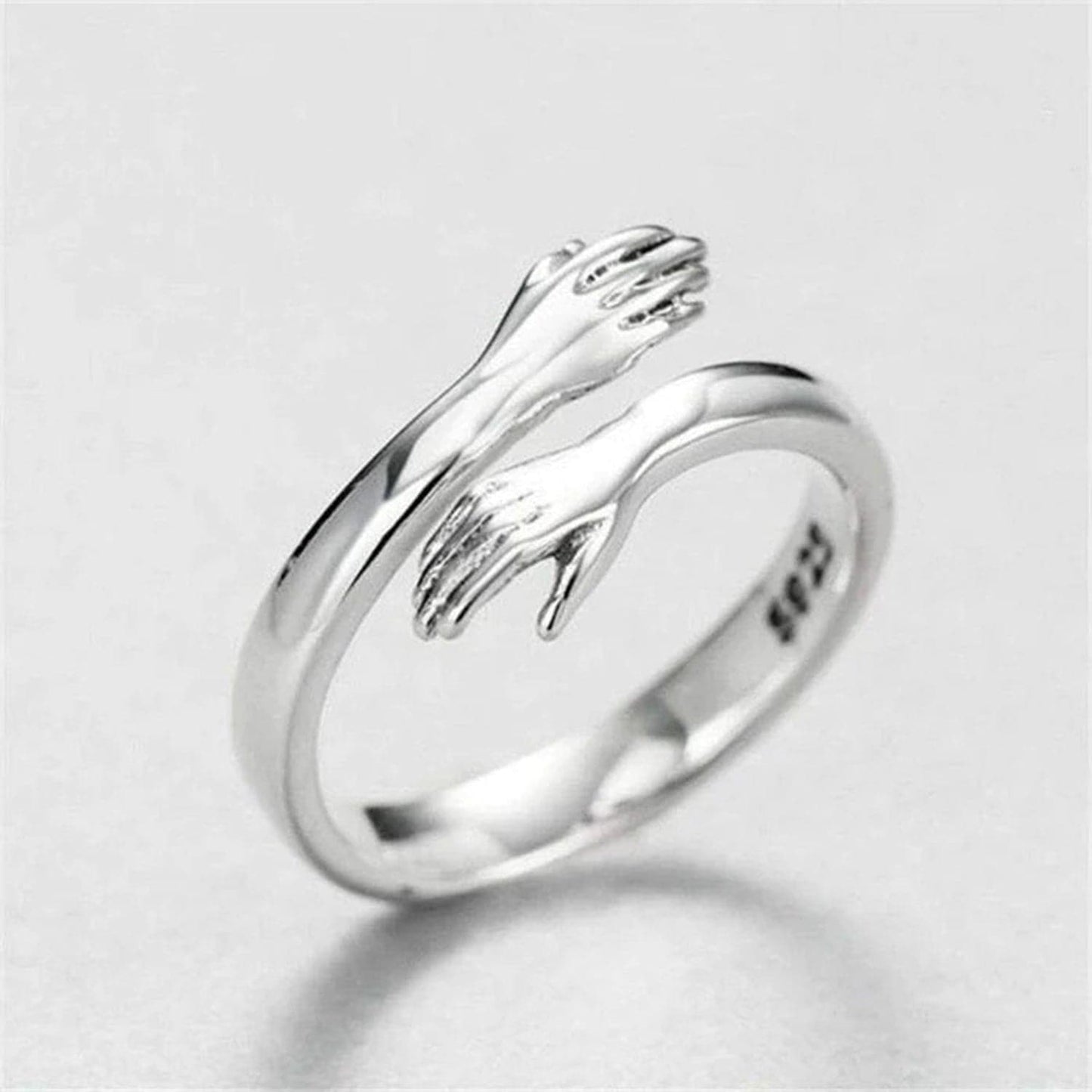 Hug Shape 925 Sterling Silver Bypass Ring.