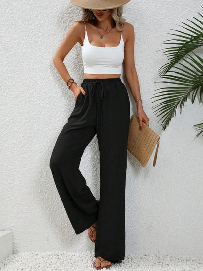 Wide Leg Drawstring Pants.