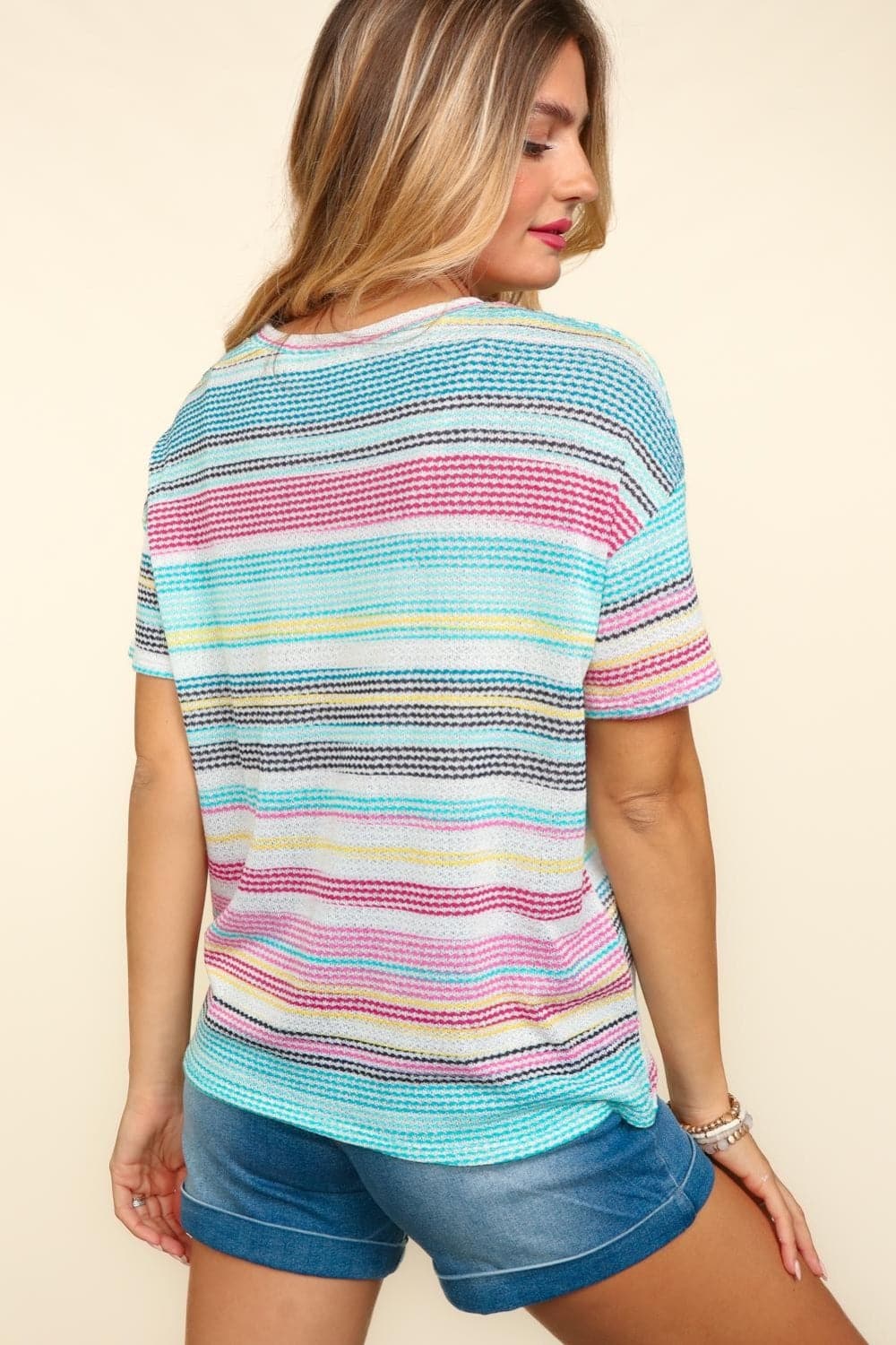 Haptics Waffle Stripe Short Sleeve T-Shirt.