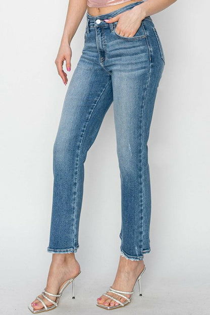 RISEN High Rise Slim Straight Jeans.