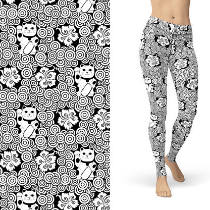Lucky Cat Coloring Book Legging with Pockets and Sharpie Fabric Markers