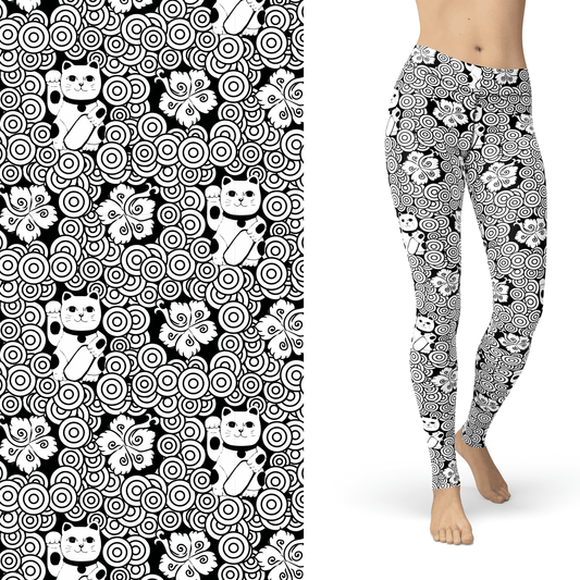 Lucky Cat Coloring Book Legging with Pockets and Sharpie Fabric Markers MM
