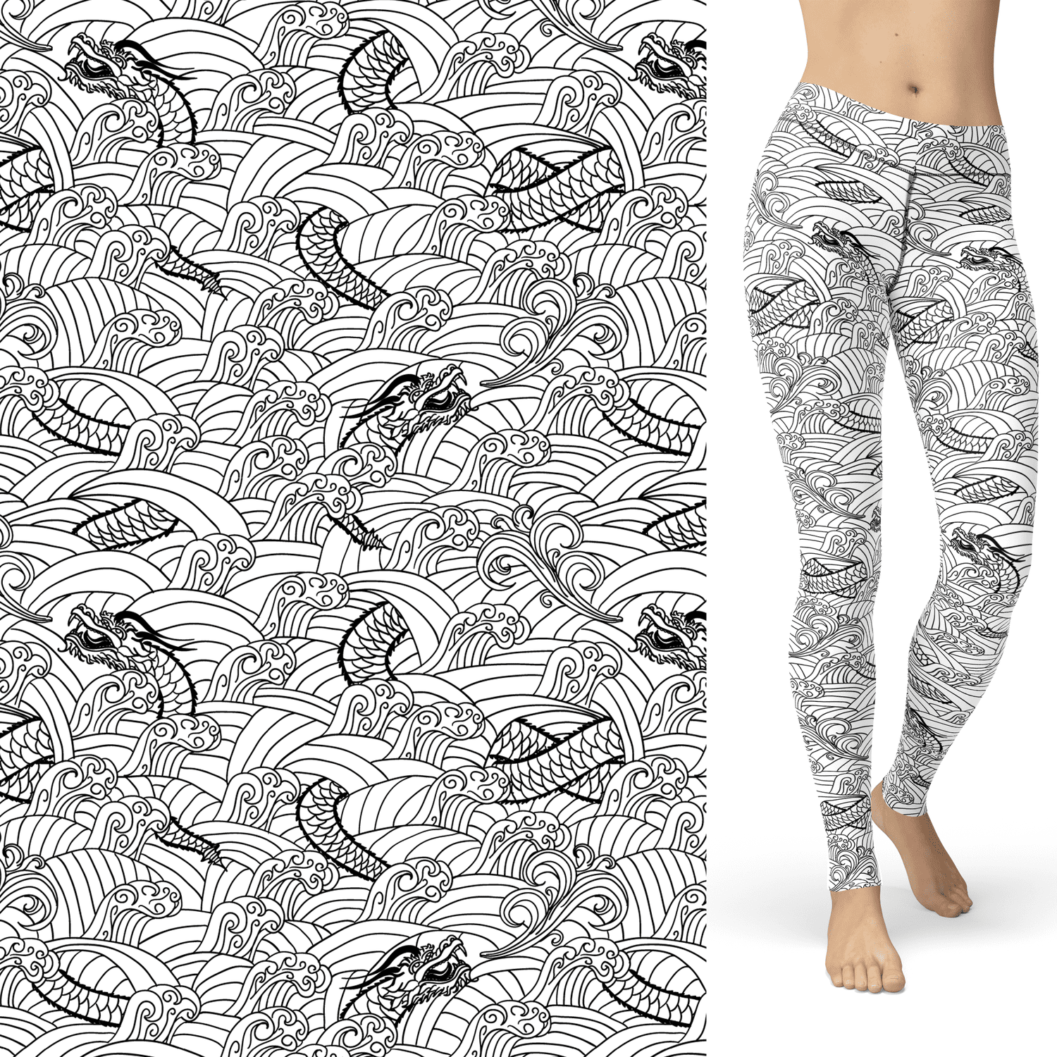 Dragon Coloring Book Leggings with Side Pocket MM