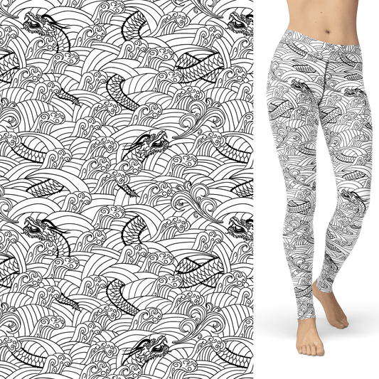 Dragon Coloring Book Leggings with Side Pocket MM