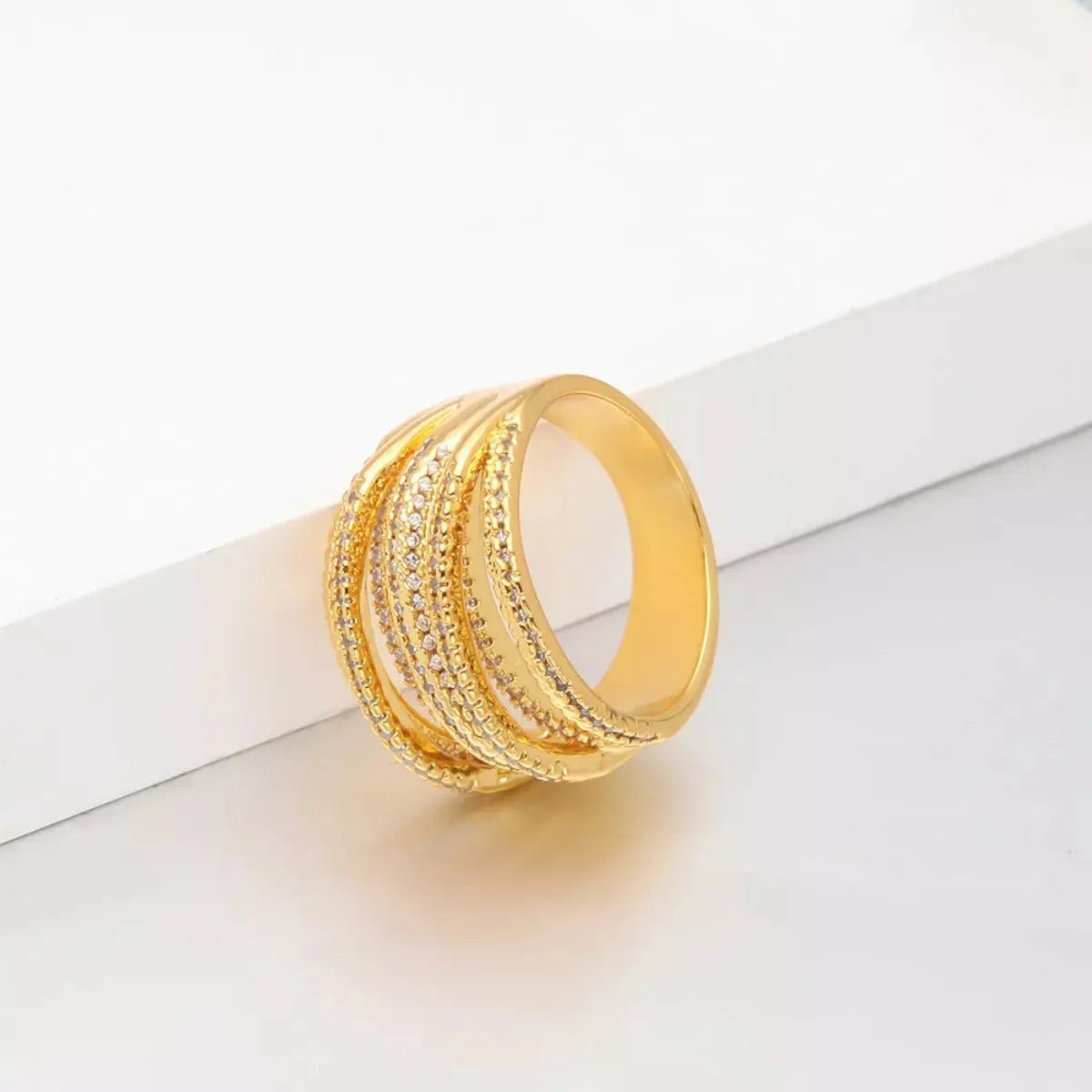 18K Gold-Plated Multi-Row Ring Simply Love