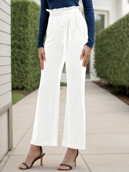 Full Size Tied High Waist Bootcut Pants.