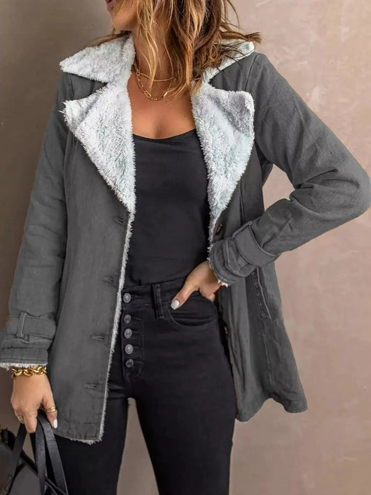 Full Size Sherpa Lined Button Up Outerwear Plus Size Simply Love
