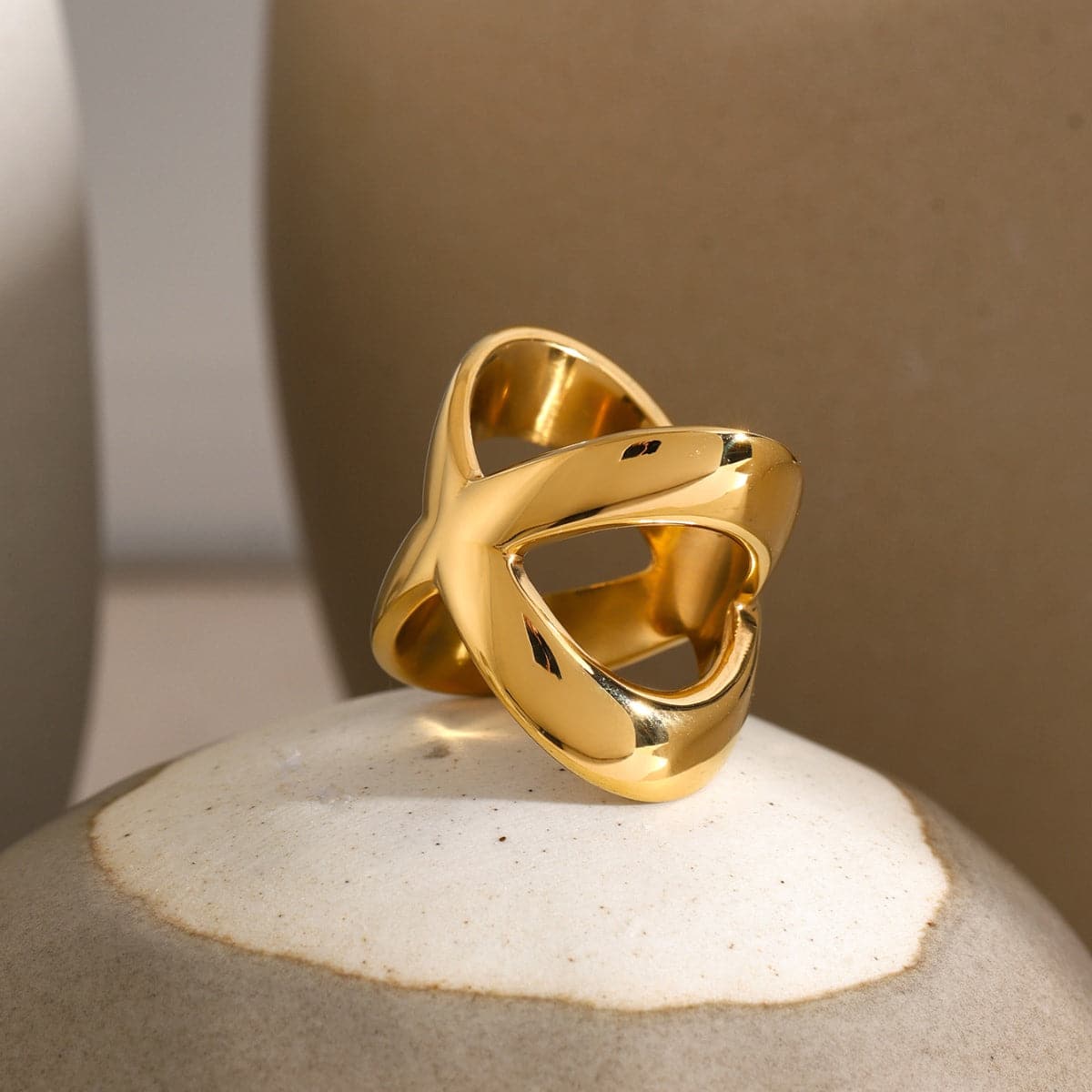 18K Gold-Plated Crisscross Ring.