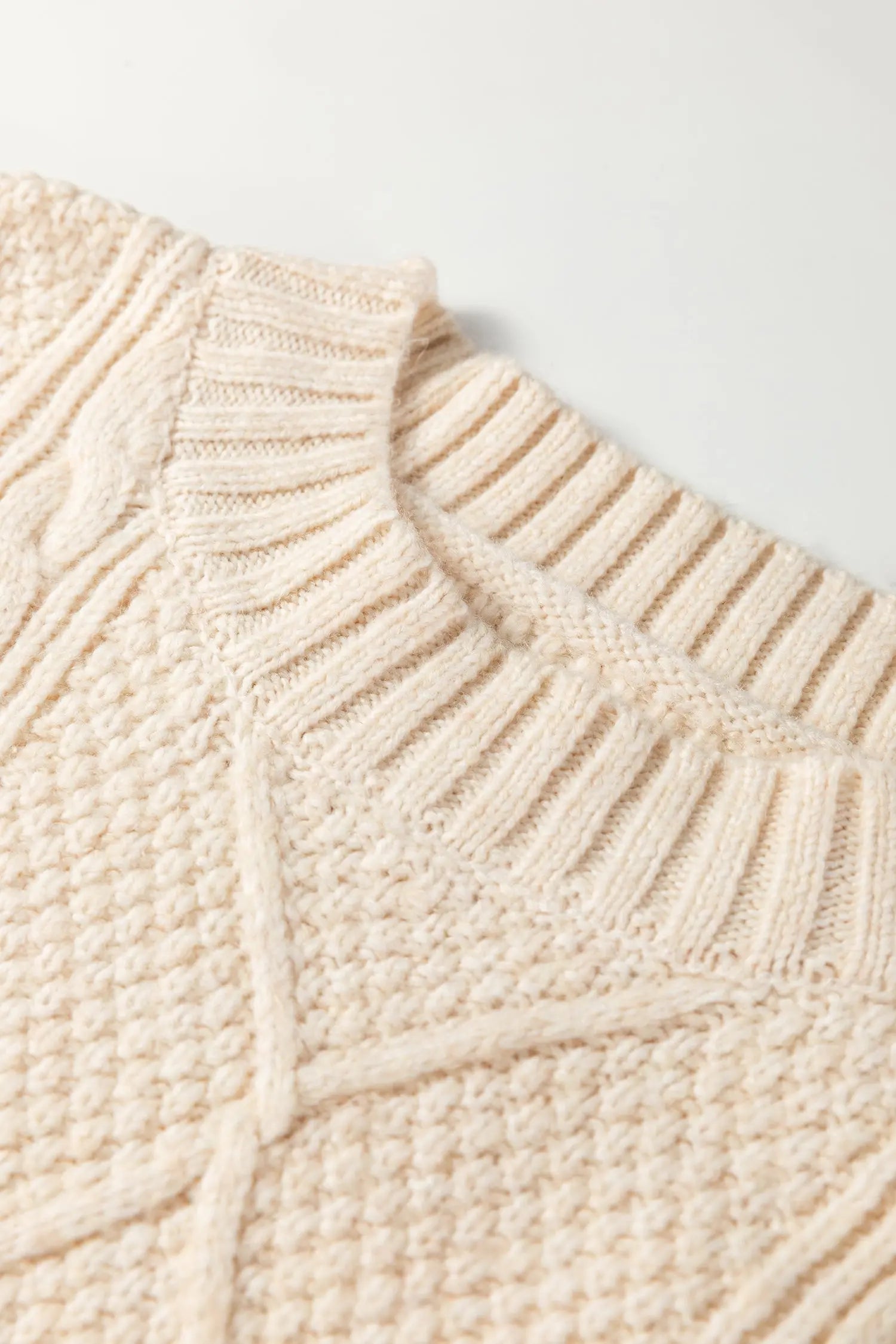 Oatmeal Cable Knit Drop Shoulder Loose Fit Sweater Dress Dear-Lover Dropshipping