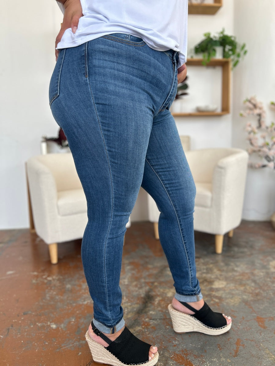 Judy Blue Full Size Cuffed Hem Low Waist Skinny Jeans Coco’s Tee Boutique