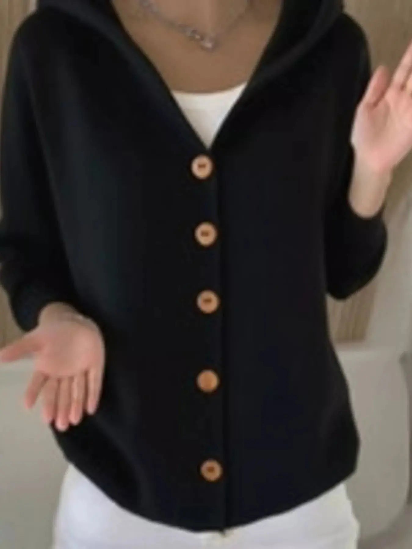 Full Size Hooded Button-Down Knit Cardigan Plus Size Simply Love