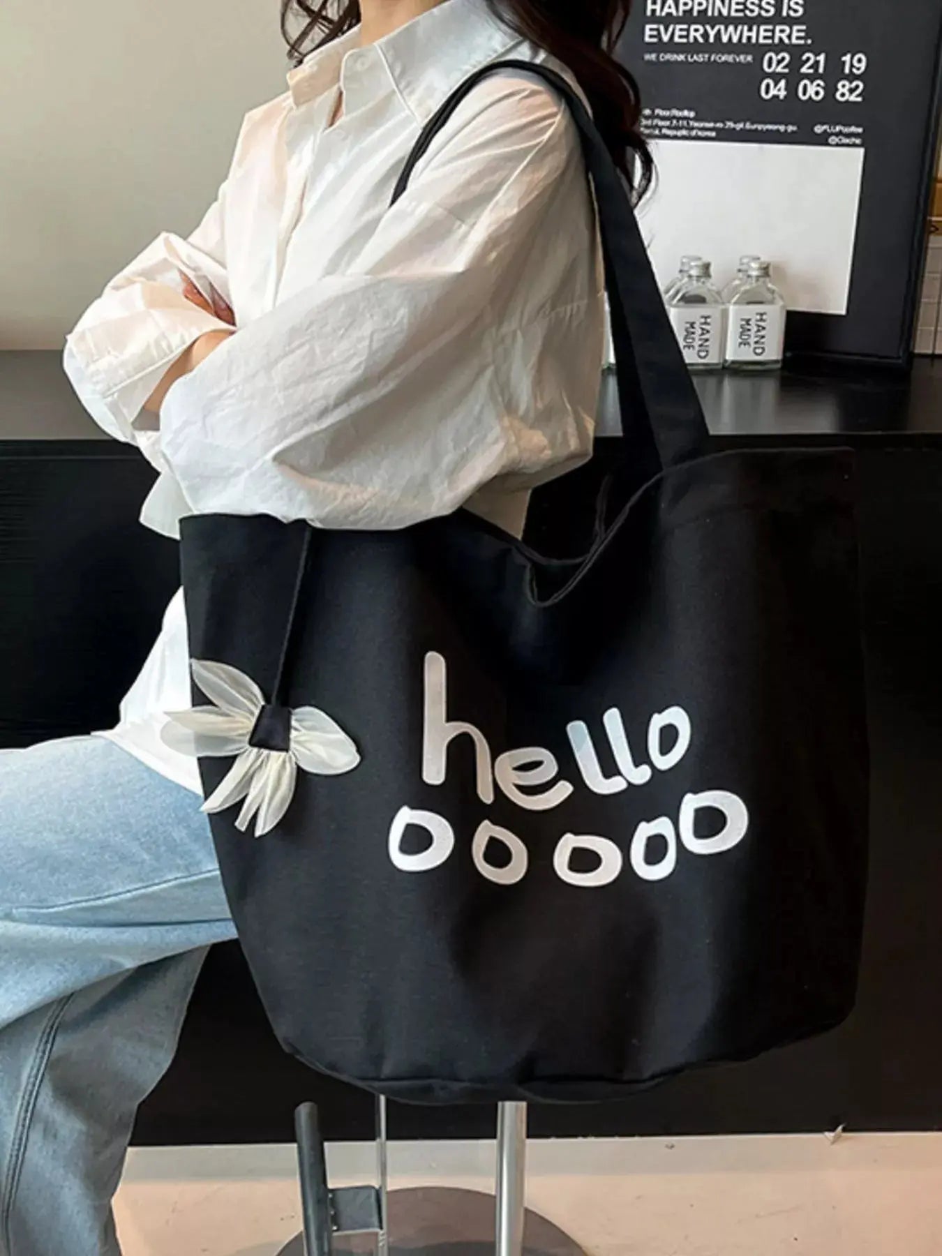Letter Canvas Tote Bag Simply Love