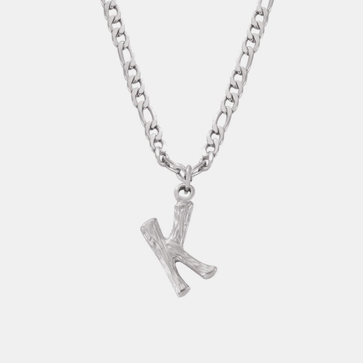 Titanium Steel Letter Pendant Necklace.