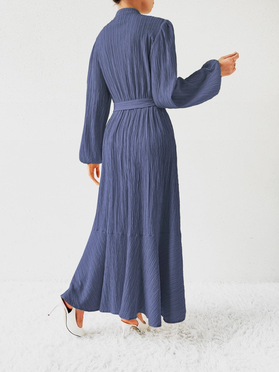 Tie Waist Long Sleeve Dress.