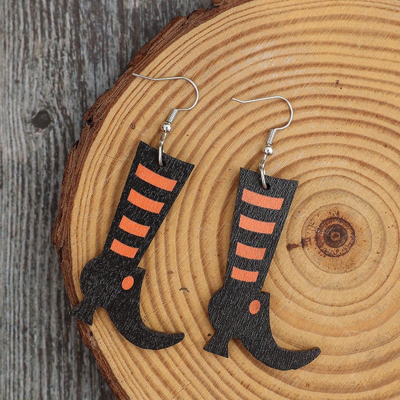 Alloy Wooden Boots Earrings.