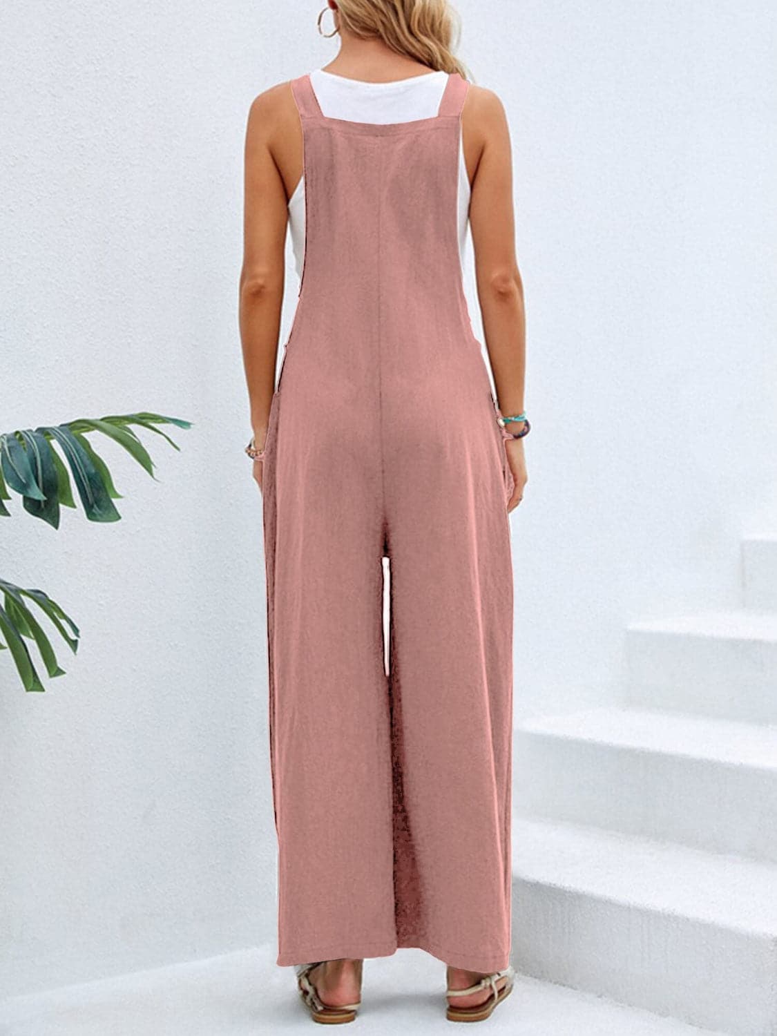 Full Size Square Neck Wide Strap Overalls.