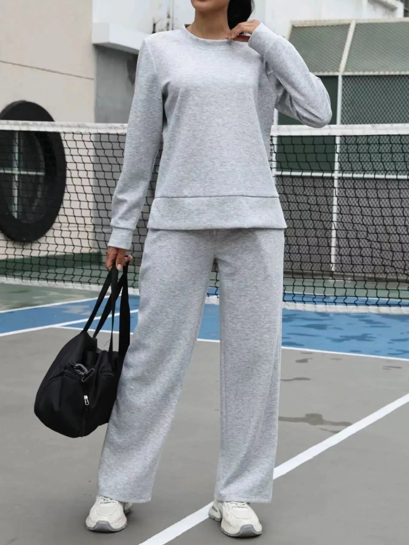 Round Neck Sweatshirt and Pants Set Simply Love