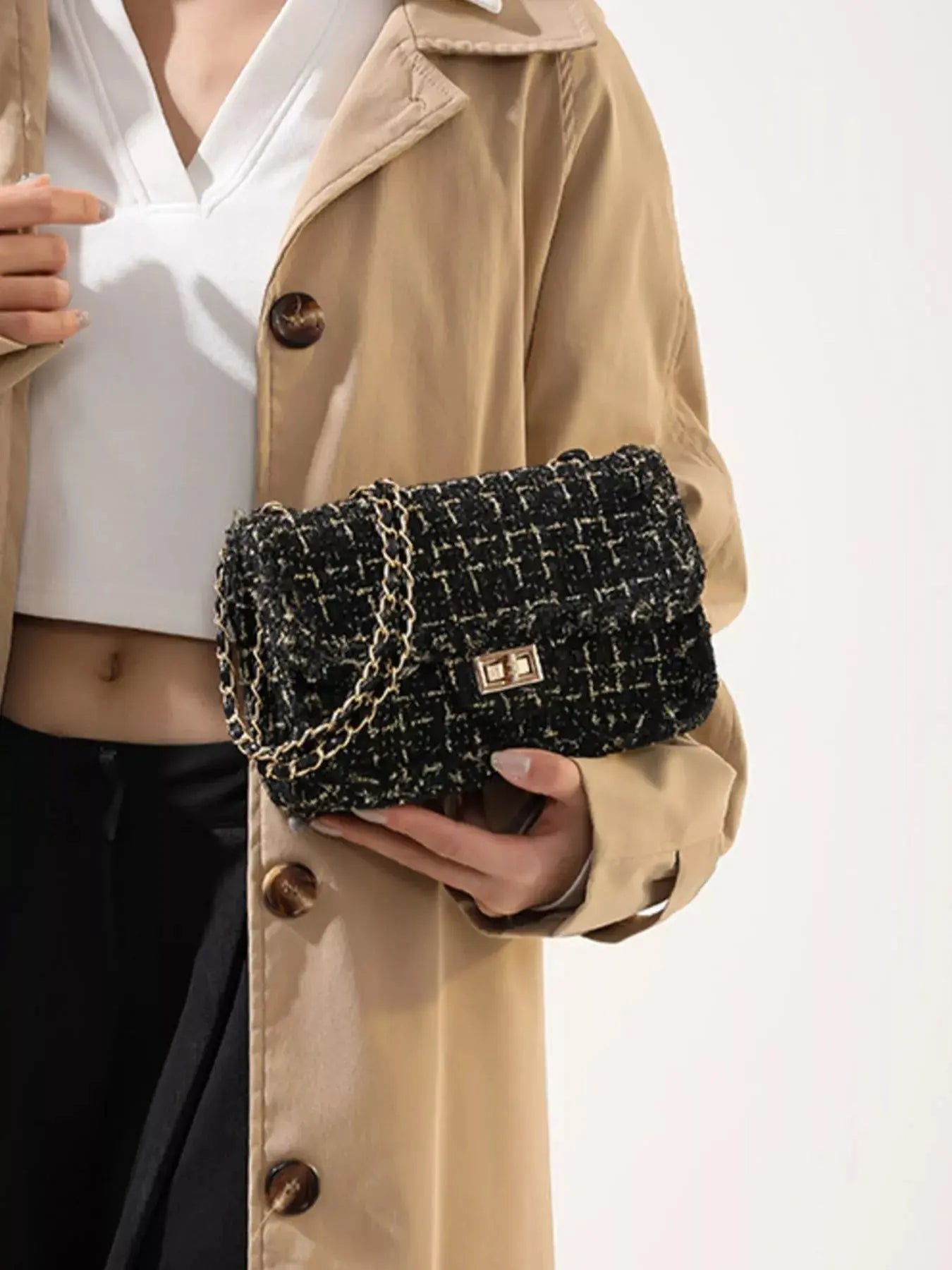 Tweed Flap Crossbody Bag Simply Love