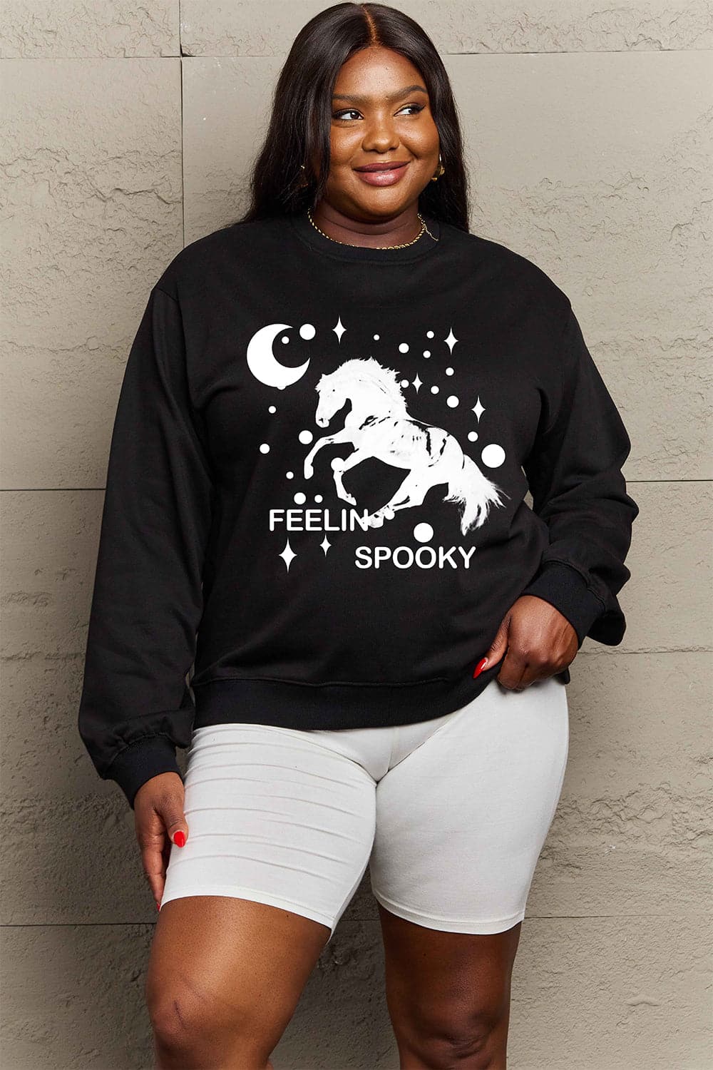 Cozy graphic drop shoulder sweatshirt for all sizes