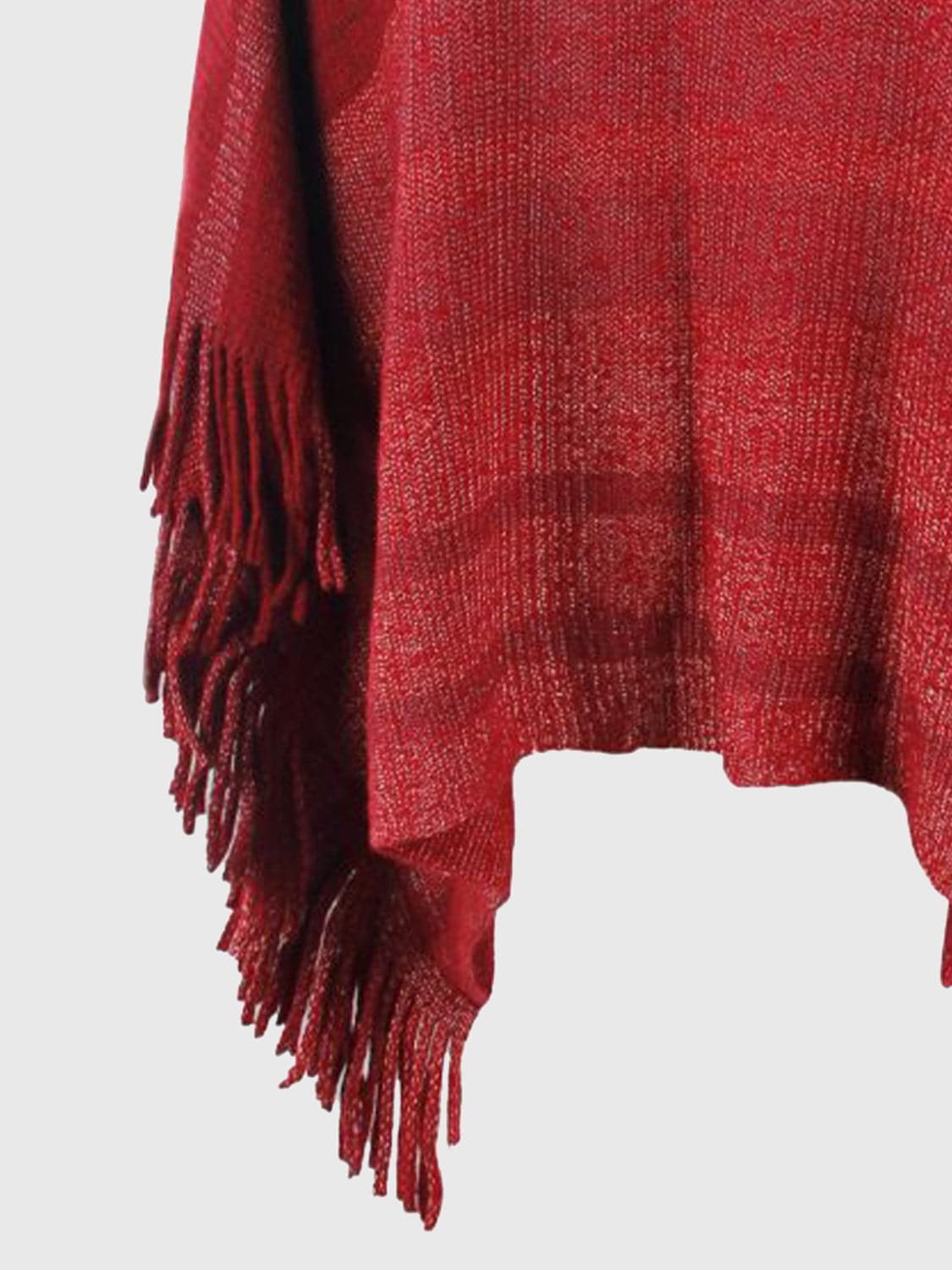 Striped Boat Neck Poncho with Fringes.