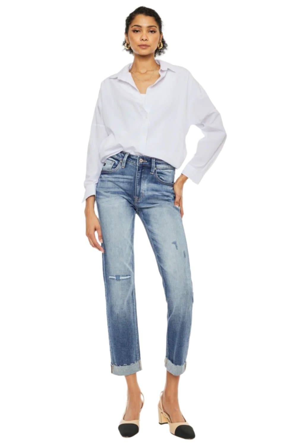 Elevate your style with Kancan high-rise cuffed straight jeans