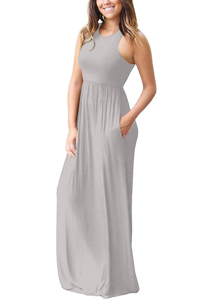 Full Size Grecian Neck Dress with Pockets.