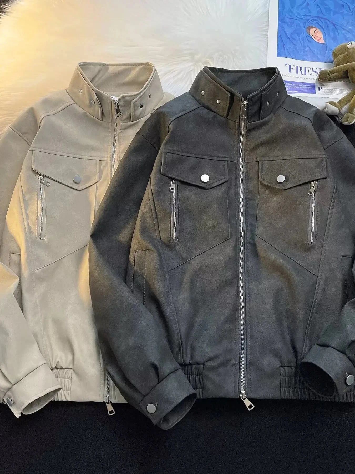 Mens Zip Up Casual Bomber Jacket With Pockets And Zipper Simply Love