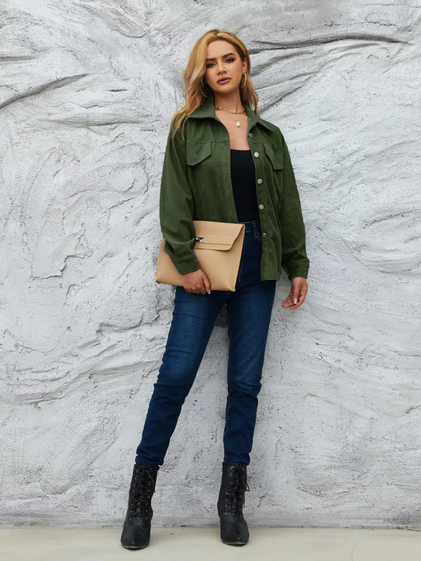 Casual Corduroy Button-Down Jacket Simply Love