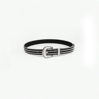 Rhinestone-studded PU leather fashion belt