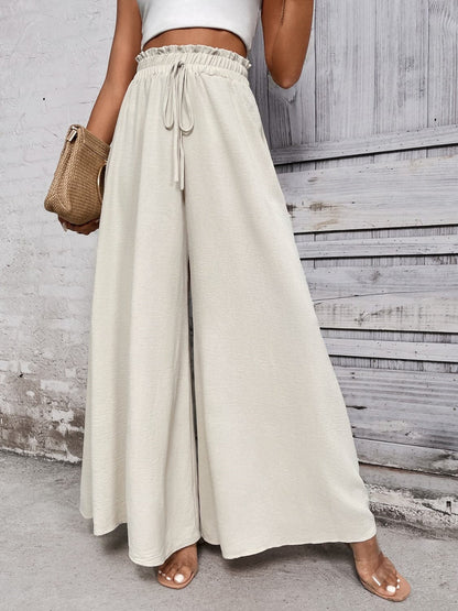 Tied High Waist Wide Leg Pants.